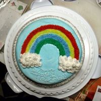 Rainbow Cake This is the first cake I have made through my Wilton Class. I think it looks pretty good. Definate room for improvement, but not too shabby...