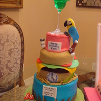 Jimmy Buffet Themed Birthday Cake My daughter's Jimmy Buffet themed birthday cake. Wasc cake, chocloate cake, and a brownie covered in buttercream. Fondant and gumpaste...