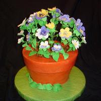 Flower Pot Cake Made this cake for my Mother's Birthday. Flowers are gumpaste. Flower pot is WASC cake frosted with buttercream. Thanks to all on CC...