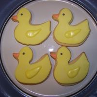 Ducks Sugar cookies covered with MMF and finished off with royal icing.