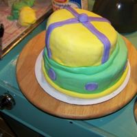 Topsy Turvey Almond cake covered in fondant