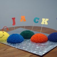 Caterpillar Cake Caterpillar cake made out of vanilla cake and icings were flavored cherry, grape, lemon etc...