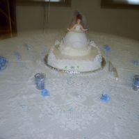 Finished Cake here is the cake as it st at the shower..we kept the top intact and she took it home