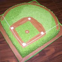 Baseball Diamond Baseball diamond for my nephew's 8th birthday. All buttercream. For some reason the picture makes it look like it has some grass that...