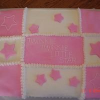 Star Baby Shower Cake 1/2 choc and 1/2 yellow cake with buttercream frosting and pink mmf!