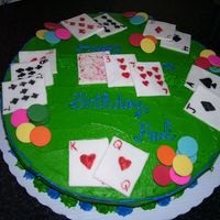 The Card Table blackjack table with fondant cards and chocoate disk chips