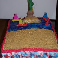 Lady Liberty the statue is of chocolate from a mold, everything is edible except the boats!
