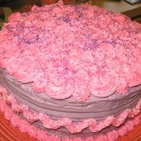 Pink Cake This cake is for my Mother's Birthday! She loves frosting. I was trying to get as much frosting on the cake without making it look...