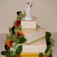 Fall Wedding Cake Fall Wedding cake with Buttercream Icing, Cala Lilies, and a gold ribbon accent Thanks for looking!!!