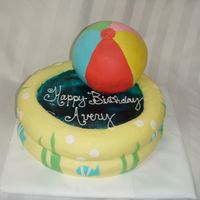 Swimming Pool The ball and pool are cake. The water was a thin layer of jello but the color came out a little dark. It looked much better in person.