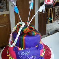 7Th Birthday This was for a very girly girl. It's covered with buttercream and then colored fondant. I used many different candies. The bow is from...