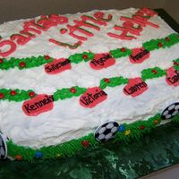 Socer Christmas Party This was for a friend's daughter's soccer party for Christmas. Each girl's name is on a stocking hanging from the garland....