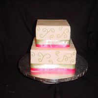 Pink And Green 6 and 8 inch, buttercream, silk ribbon.