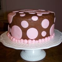 Pink Polkadot Cake Yellow cake with chocolate icing and MMF polka dots. I based this cake on a polka dot cake by MarisaA. This was my first time to use MMF...