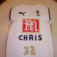 Tottenham Hotspur European Football/soccer Jersey First Fondant Double chocolate sponge covered in chocolate icing and white fondant.First time I covered a cake in fondant -I reckon it didn't turn...