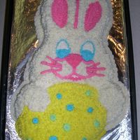Easter Bunny With Egg White cake with sprinkles inside to give it a spotted look, buttercream frosting. I didnt have much time for this one but it came out good...