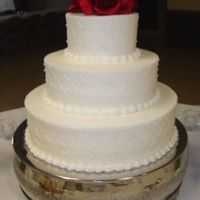 Miller Wedding 6,10 and 14 cakes in buttercream frosting with diamond pattern. TFL!