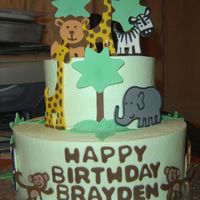 Jungle Theme Cake 6 and 9 inch cake with buttercream frosting with gumpaste animals. TFL!