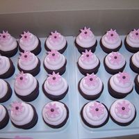 Pink Cupcake Chocolate cupcakes done in pink frosting and pink gumpaste daisies. TFL!