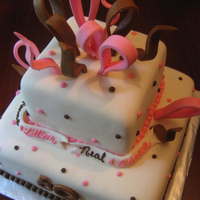 50Th Anniversary marshmallow fondant in brown and pink for a 50th anniversary. This was for a double 50th anniversary for a woman's parents AND her in-...