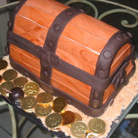 Pirates Chest another pirates chest. slightly different version. fondant planks over buttercream. crumbled vanilla wafer sand
