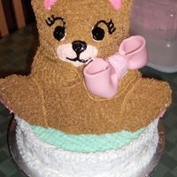 Stand Up Teddy Bear I made this for a baby shower. I added a fondant bow to match molded chocolate teddy bear boxes.