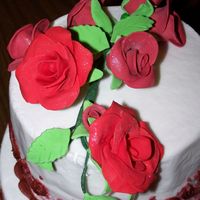 Red Rose Anniversary Closeup of Red Rose Topper for Anniversary cake