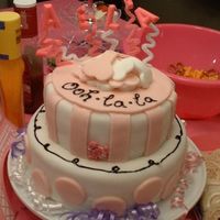 Pink Poodle 1St Birthday This is my first cake. It was for my daughters first birthday with the "pink poodle" theme. It is a chocolate and vanilla layered...