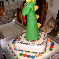 Baby Einstein This was for my nephew's 1st birthday. The dragon is a styrofoam cone covered in fondant, but the rest was all cake.