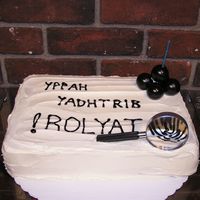 Secret Agent Cake I made this one simple. I used several ideas and ended up with reservse writing and "bombs" and a magnifing glass. White kalua...