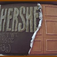 Hershey Candy Bar This was a fun cake that Coopscake and I did for an 80th Birthday.. It's a 11x 15 Chocolate with chocolate BC and the wrapper is...