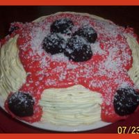 Speghetti And Meatballs I put a 2 layer round cake down in a pie plate and used a # 3 tip to make the noodles, thinned icing for the sauce, cake balls for the...