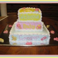 Baby Shower This is a 10",8" and 6" all 1 layer cakes. The accents are chocolate from a mold. Thanks for looking