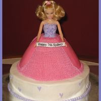 Barbie This was the wonder mold pan on top of a 10" round. It's a real Barbie and a paper tag she is holding. Thanks for looking.