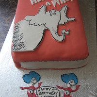 Horton Hears A Who Book This one is the old fashioned Horton Hears a Who cake, with Thing 1 and Thing 2 below. All of the black is from an edible marker drawn on...