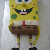 Spongebob Squarepants rare for me - all fondant! spongebob squarepants is made from 9x13 cakes, just trimmed some off the sides