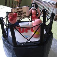 Ufc Buttercream with fondant figures, black licorice ring
