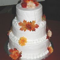 Anniversary Cake This was my first stacked cake. This was a cake for my friends 25th wedding anniversary. She help keep it simple by using fall flowers to...