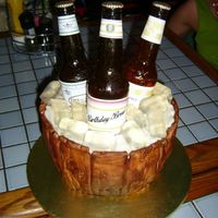 Bucket O' Beer Sugar beer bottles, gelatin ice, and fondant bucket. TFL!