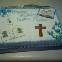Birthday Cake For My Mom's Pastor Nothing too crazy, just a simple cake with fondant accents.