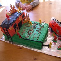 Firefighter/burning Building This is my first attempt at a non-traditional cake. Got many ideas from this website. Thanks.