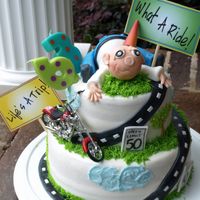 Life's A Trip! Birthday Cake Did this for my Dad's 63rd birthday. Got the little man idea from JamieT. Not as cute as hers but it works. It's all butter cream...