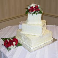 Square Wedding Cake This was my first attempt at a square wedding cake. I think it turned out pretty good.