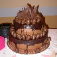 Grooms Cake Chocolate grooms cake with strawberry filling. I wasn't overly happy with the way the ganach dripped.