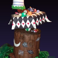 Wonederland Alice/Audrey naps on her first birthday by a tree in wONEderLAND! Our first try at this style of cake! This cake is so tall that it hits...