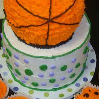 Basketball Birthday I made this for my 13 year old cousin. She wanted a basketball cake, but I also wanted to make it girlie. 2 8-inch rounds and the Wilton 3-...
