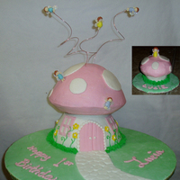 Fairy Toadstool My baby girl's first birthday cake! Buttercream with some fondant decorations. "Smash cake" toadstool cupcake is shown in...