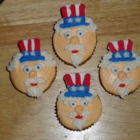 Uncle Sam Cupcakes Fondant hats, everything else buttercream.