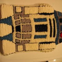 R2-D2 Choclate cake with buttercream frosting. Followed the instructions from WIlton.