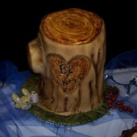 Stumpy That's what everyone called this cake and the name stuck. Fondant covered grooms cake. Somebody decided to yank on part of the stump...